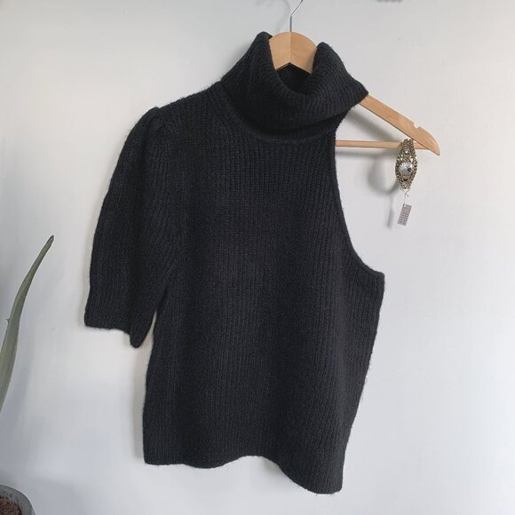 Gap One-Shoulder Turtleneck Sweater Medium Black - Picture 2 of 6